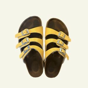 Yellow 3-Strap Birkenstock Sandals
